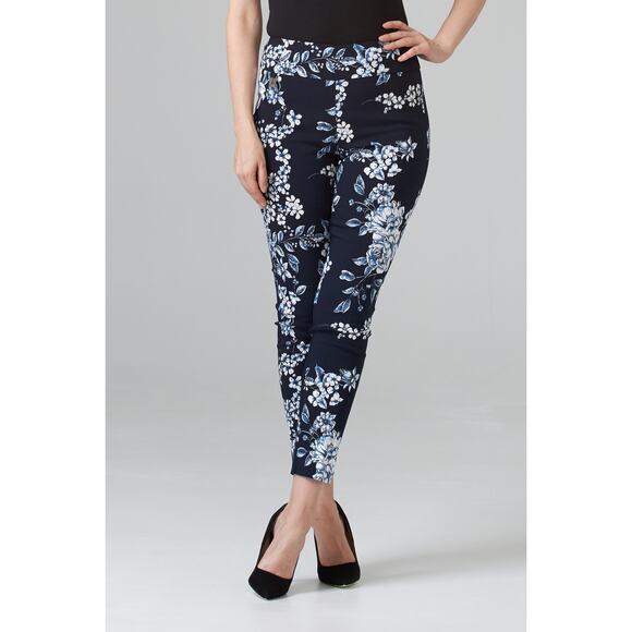Joseph Ribkoff Pants - Joseph Ribkoff Floral Pants, Pull on, Blue White, Ankle, New, Womens Sz 6